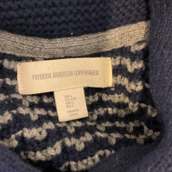 Frederik Anderson Copenhagen Sweater Men's L Blue Gray Cowl Neck Long Sleeve - Picture 14 of 14